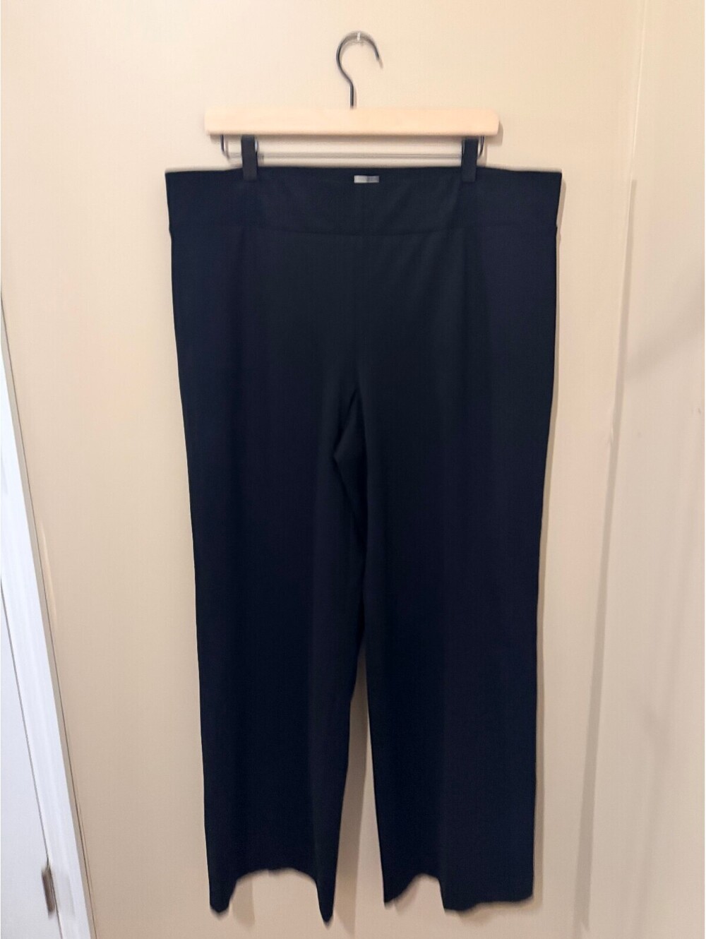 Anne Klein Black Pull On Straight Leg Career Pants Women's XL Stretch Knit